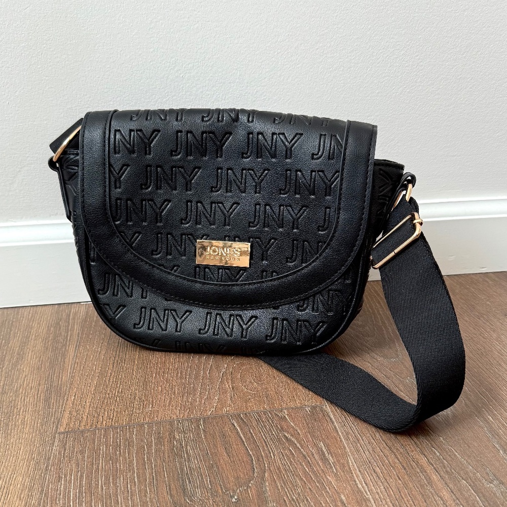 Jones New York (JNY) Black Logo Embossed Crossbody Bag